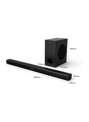 Hisense HS218 Bluetooth Soundbar with Wireless Subwoofer, 200W, Black