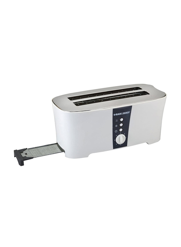 Black+Decker 4-Slice Cool Touch Toaster, 1350W, ET124, White/Grey