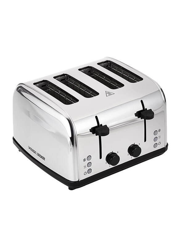 

Black+Decker Toaster, 1800W, with 4 Slice 7 Stage Browning Control/Frozen Reheat/Cancel Functions/Cool Touch, ET304-B5, Silver