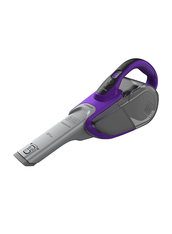 Black+Decker Cordless Dustbuster handheld Vacuum Cleaner, DVJ325BFSP-GB, Titanium Grey/Purple