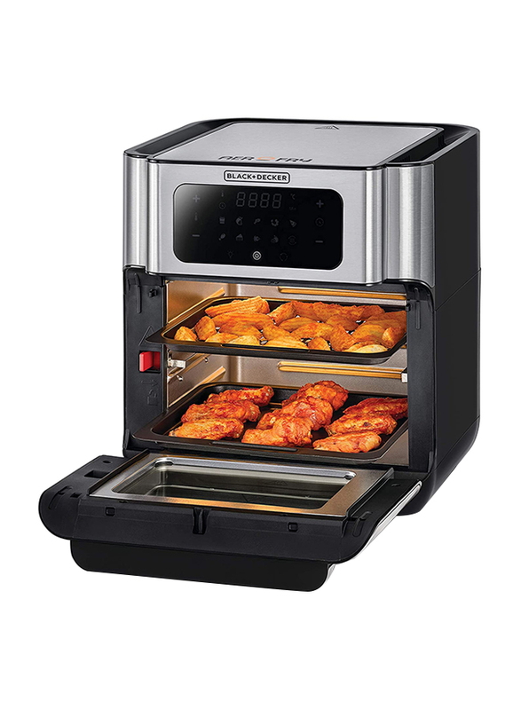 Black+Decker 4.3L Digital Air Fryer Oven, 1500W, AOF100-B5, Silver/Black