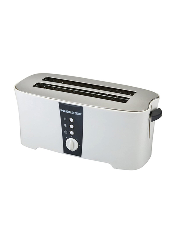 Black+Decker 4-Slice Cool Touch Toaster, 1350W, ET124, White/Grey