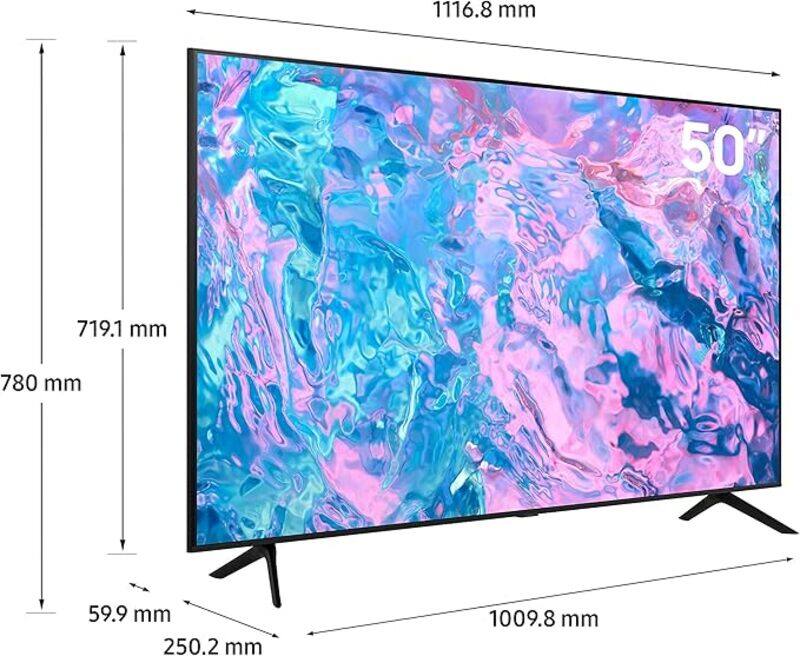 Samsung Smart TV, Crystal UHD 4K, CU7000, 50 Inch, Black, 2023, Crystal Processor 4K, PurColor, Smart Hub, UA50CU7000UXZN