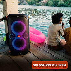 JBL PartyBox 110 Splashproof Portable Party Speaker with Built-In Lights, Adjustable Bass, 12H Battery, Mic/Guitar Input, USB Stream, JBLPARTYBOX110UK, Black