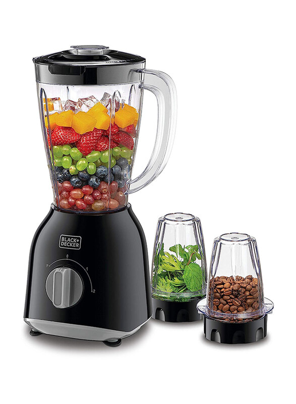 

Black+Decker 1.5L Blender, 400W, with Grinder Mills, BX365-B5, Black/Clear