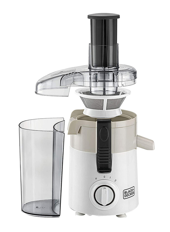 Black+Decker 0.95L Juicer Extractor with Large Feeding Chute, 250W, JE250-B5, White/Black