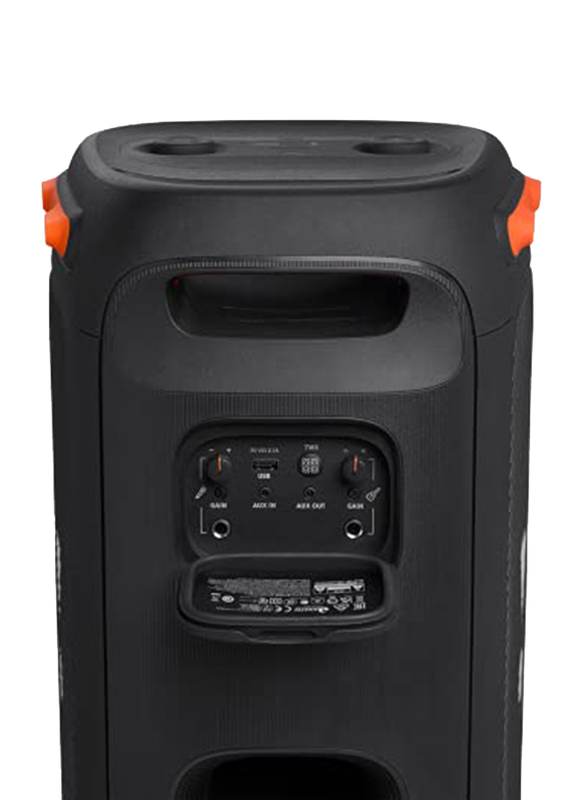 JBL PartyBox 110 Splashproof Portable Party Speaker with Built-In Lights, Adjustable Bass, 12H Battery, Mic/Guitar Input, USB Stream, JBLPARTYBOX110UK, Black