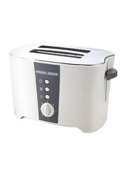Black+Decker Bread Toaster 2 Slice with Crumb Tray, ET122-B5, White/Grey