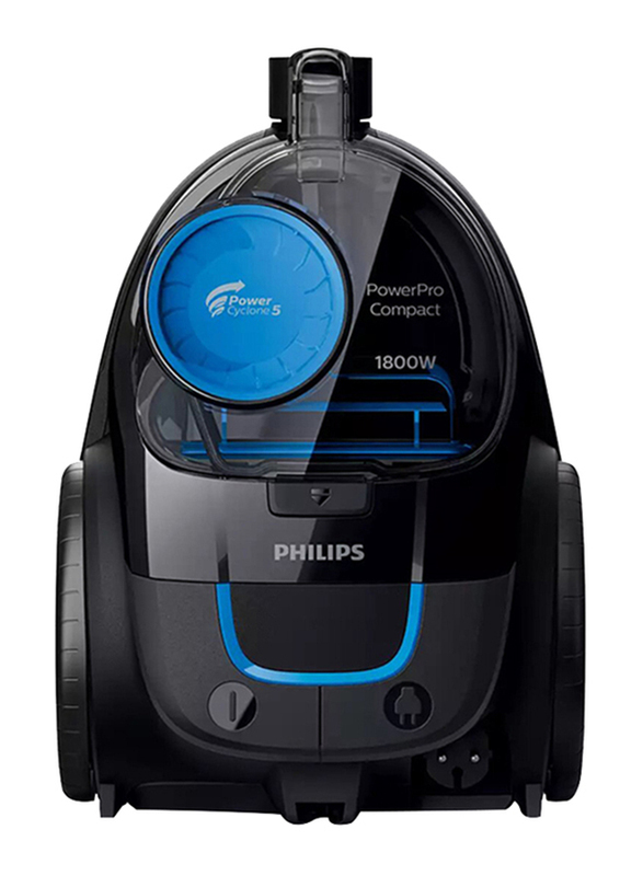 Philips PowerPro Compact Bagless Vacuum Cleaner with PowerCyclone 5 Suction & EPA10 Filter, 1800W, FC9350, Black/Blue