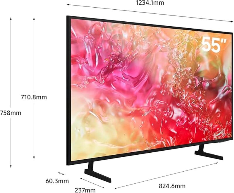 Samsung 55 Inch TV Crystal UHD 4K, DU7000, PurColor, 4K Upscaling, Samsung Tizen OS, Q-Symphony, Black, UA55DU7000 - 2024 Model - 1 Year Warranty (International Version)