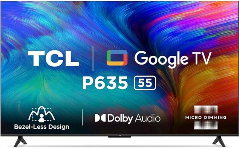 

TCL 138.7 cm (55 inches) Bezel-Less Series 4K Ultra HD Smart LED Google TV 55P635 (Black)