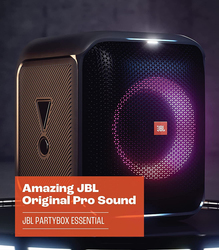 JBL PartyBox Encore Essential Splashproof Portable Speaker with Built in Dynamic Light Show, Black