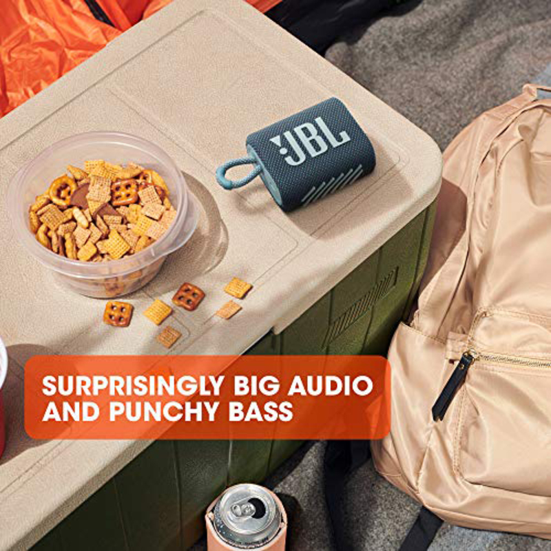 JBL Go 3 Portable Waterproof Speaker with 5 Hours Playtime, JBLGO3BLK, Black