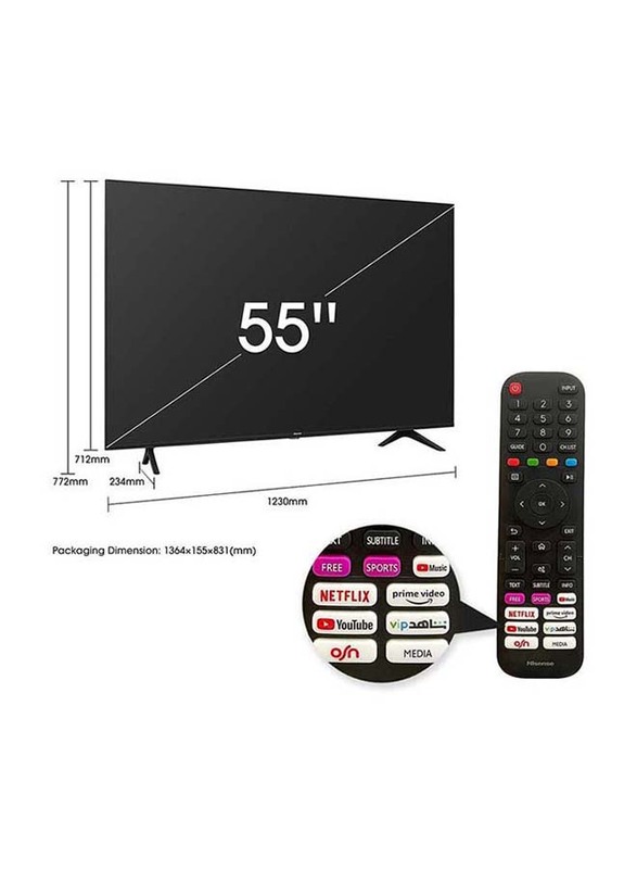 Hisense 55-Inch 4K Ultra HD LED Smart TV, 55A61G, Black