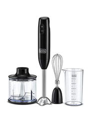 Black+Decker 3-in-1 Hand Blender with Chopper, 600W, HB600-B5, Black/Clear