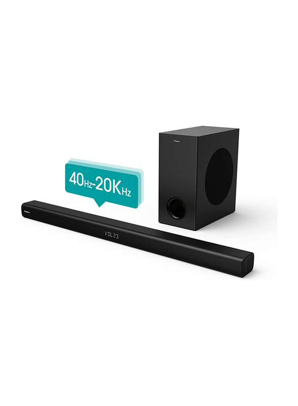 Hisense HS218 Bluetooth Soundbar with Wireless Subwoofer, 200W, Black