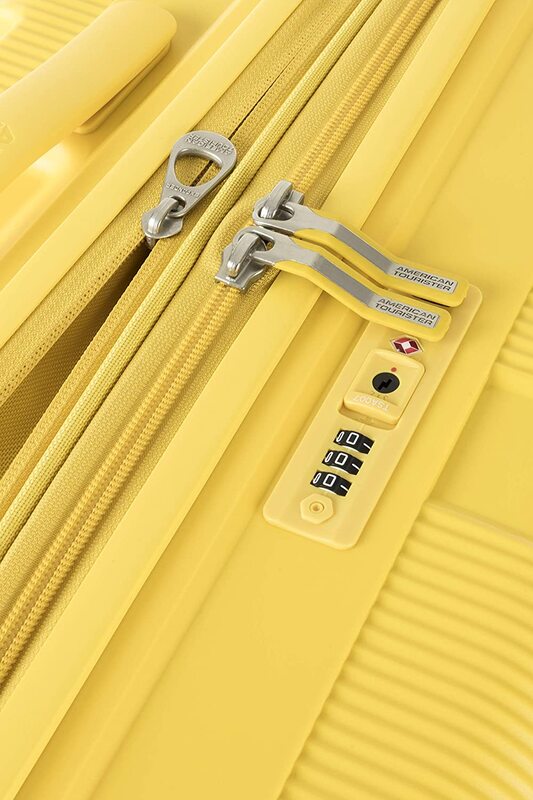 American Tourister Instagon 4-Wheel Hard Case Trolley Spinner Luggage Bag with TSA Lock, 55cm, Lemon Chrome Yellow