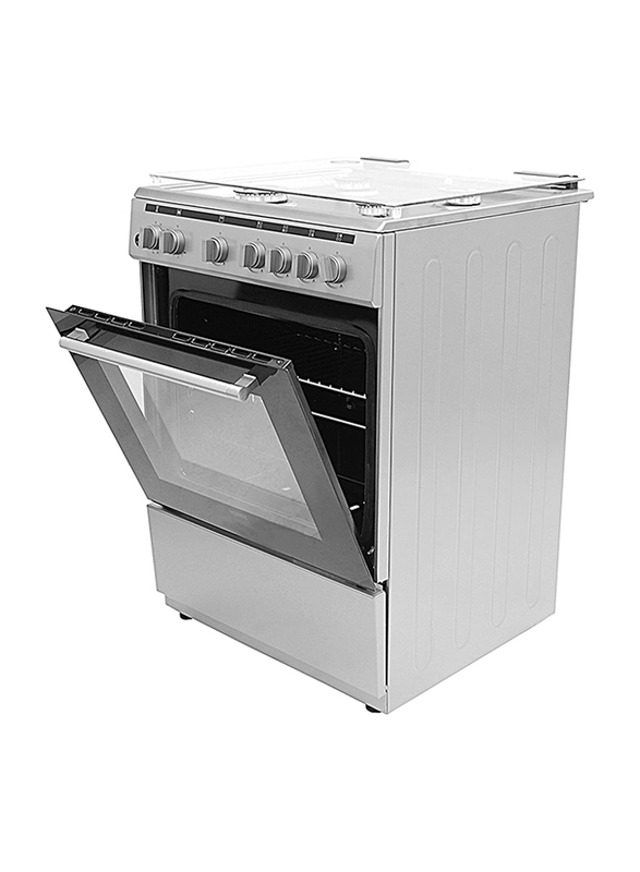 Vestel 4-Burner Freestanding Stainless Steel Gas Cooker with Rotisserie, F66G40X, Silver