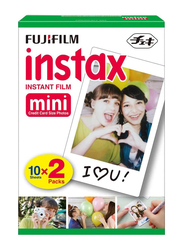 Fujifilm Instax Mini Instant Film for Fujifilm Instant Mini Cameras, Polaroid Mio, 300 & Lomb Diana Instant Back+, 5 x 20 Sheets, White