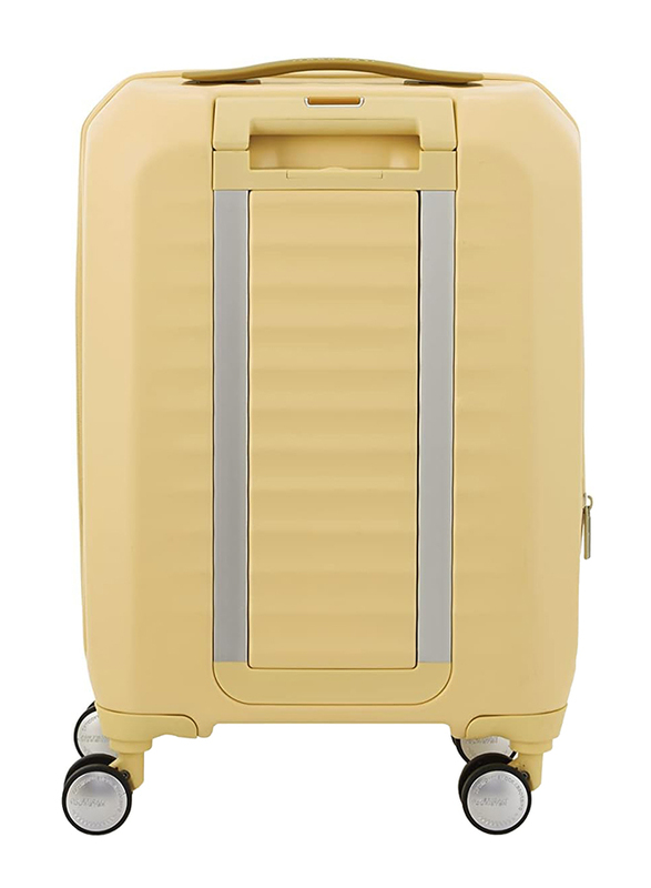 American Tourister Frontec Spinner Polycarbonate Cabin Hard Luggage with Double Optimov Shock Absorption Wheel and TSA Lock, 54cm, Lemonade