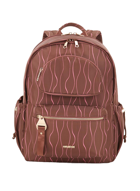 American Tourister Alizee Day Backpack Bag for Unisex, Sepia/Pink Guava