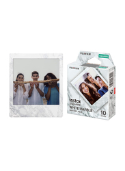 Fujifilm Instax Square White Marble Instant Film with 10 Shot for Instax Square Camera & Printer, White
