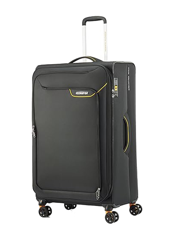 American Tourister Lapplite 4 Eco Lightweight Trolley with Expandable TSA, 82cm, Black/Mustard