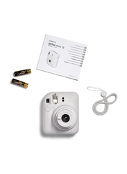 Instax Fujifilm Mini 12 Instant Film Camera with Auto Exposure and Built-in Selfie Lens, Clay White