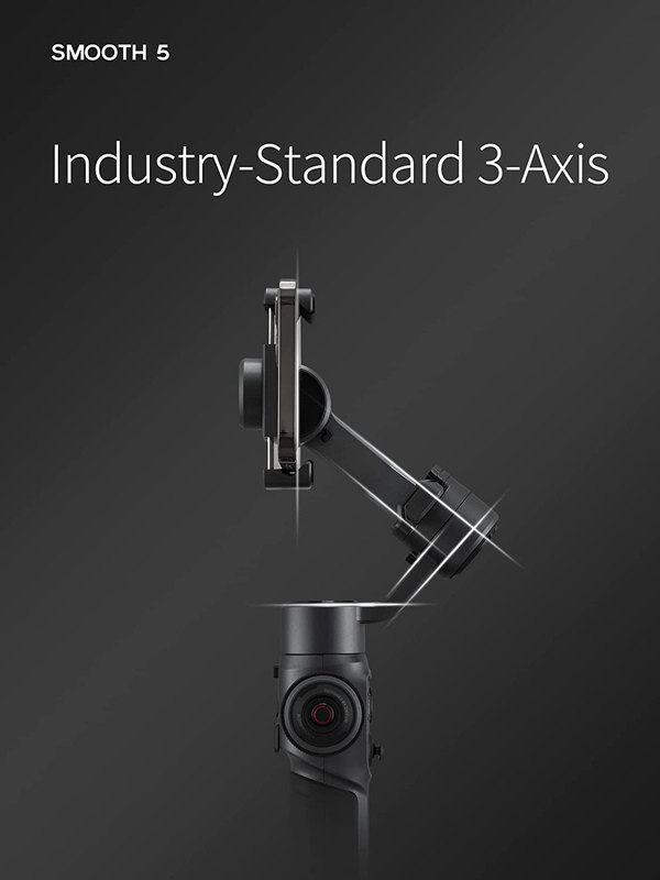 Zhiyun Smooth 5 3-Axis Gimbal Smartphone Focus Zoom Stabilizer for Smartphones, Black