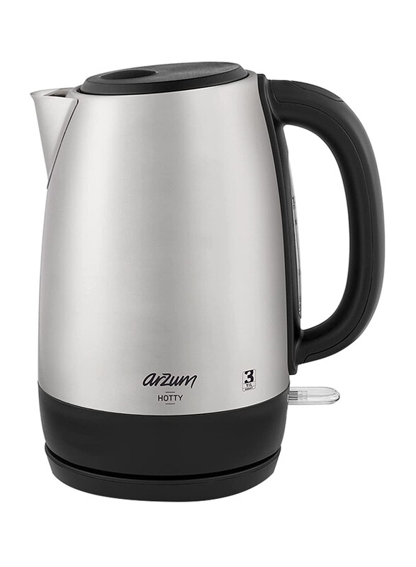 

Arzum 1.7L Hotty Stainless Steel Electric Kettle, 2200W, AR3074, Silver/Black