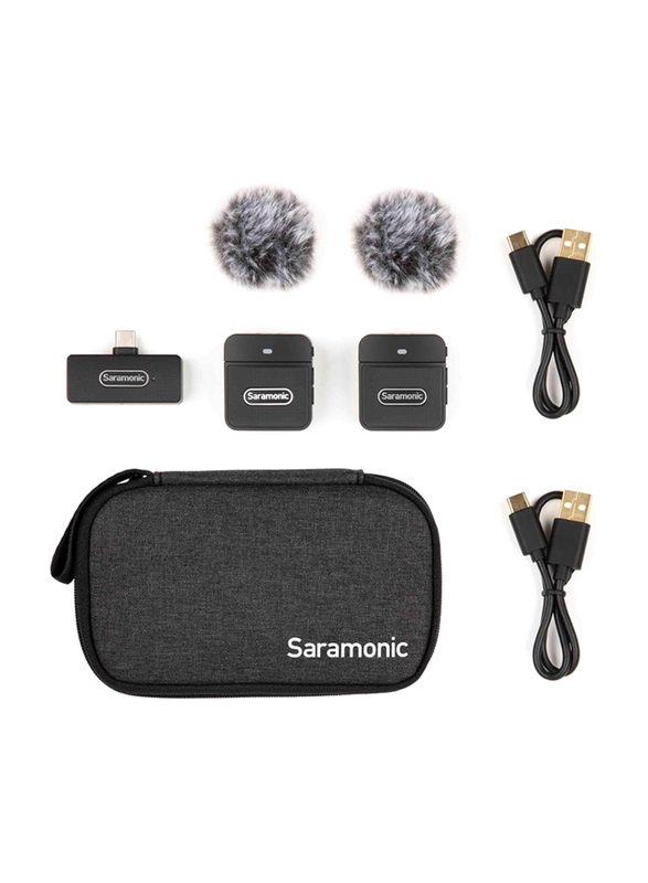 Saramonic Blink 100 B6 TX+TX+RX 2-Person 2.4GHz Micro Clip-On Wireless System with Device-Mountable Dual USB-C Receiver, Black