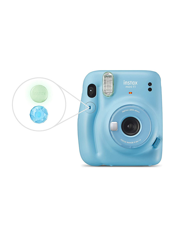 Fujifilm Instax Mini 11 Instant Camera with 60mm f/12.7 Lens, with 10 Film Sheets, Sky Blue