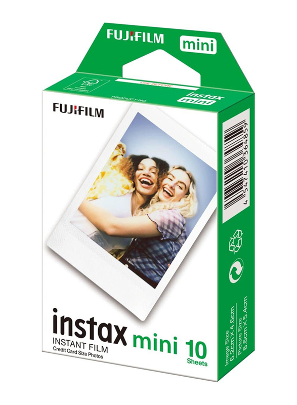 Fujifilm Instant Film for Instax Mini 12, 11, 9, Mini Evo, Mini 40, Mini Liplay, Mini Link, Mini 90, 10 Sheets, White