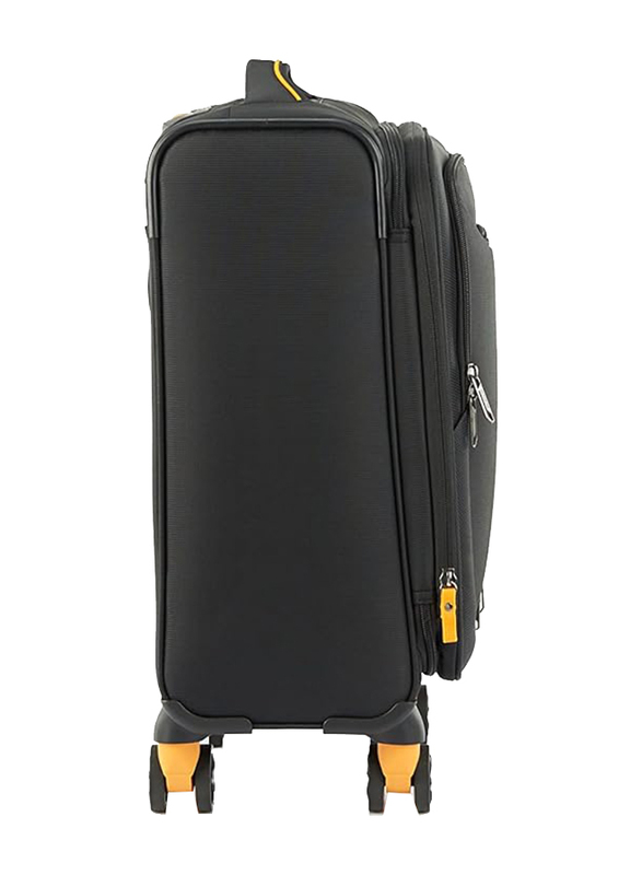 American Tourister Lapplite 4 Eco Lightweight Trolley with Expandable TSA, 55cm, Black/Mustard