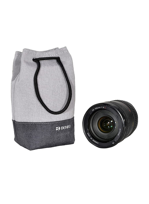 Benro Customized Shockproof Soft Snow Fabric DSLR Camera Lens Pouch Protector Bag, Double Extra Large, Grey/Black