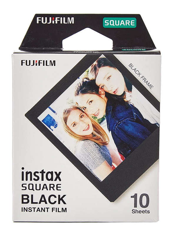 Fujifilm Instax Square Black Border Film 10 Shot Pack, Black