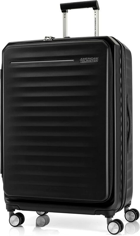 American Tourister Frontec Spinner Luggage Bag with TSA Lock, 79cm, Jet Black