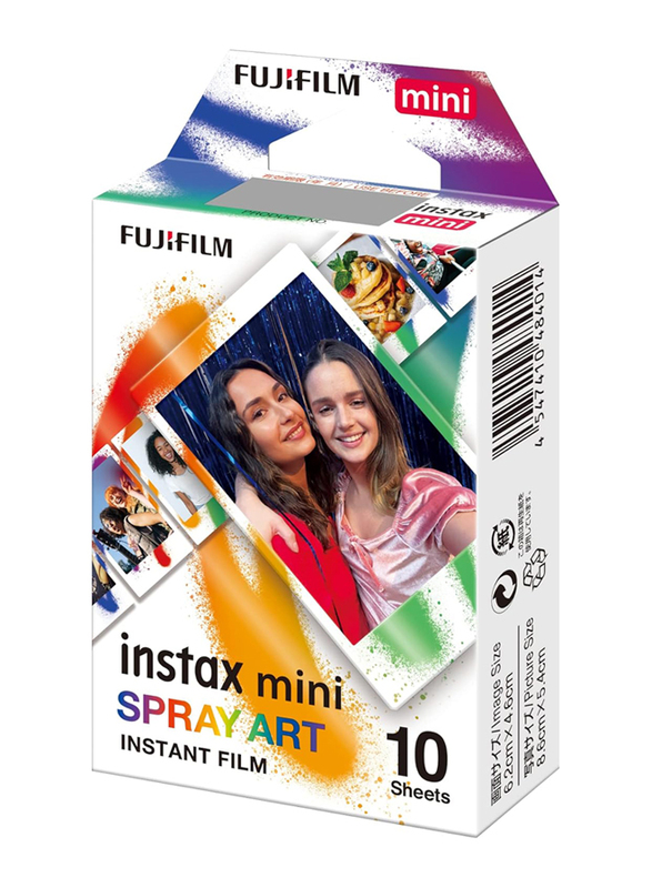 Fujifilm Instax Mini Spray Art Border Film with 10 Shot for Instax Mini Camera & Printer, Multicolour
