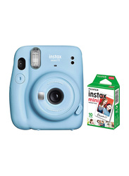 Fujifilm Instax Mini 11 Instant Camera with 60mm f/12.7 Lens, with 10 Film Sheets, Sky Blue