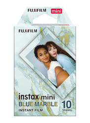 Fujifilm Instax Mini Instant Blue Marble Border Film with 10 Shot for Instax Mini Camera & Printer, Blue