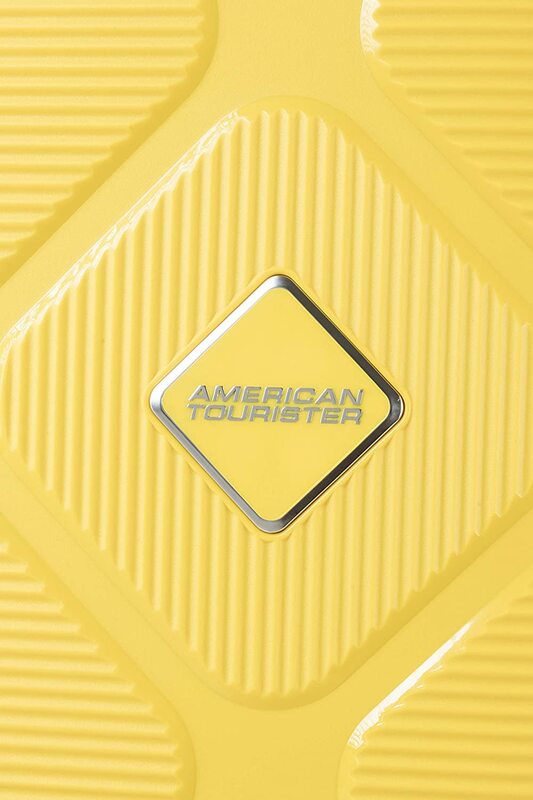 American Tourister Instagon 4-Wheel Hard Case Trolley Spinner Luggage Bag with TSA Lock, 55cm, Lemon Chrome Yellow