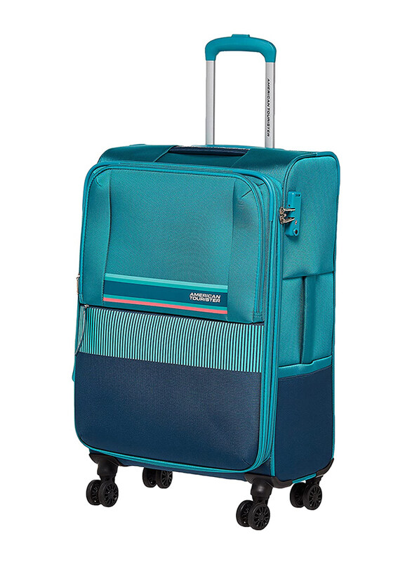 

American Tourister Auriga Soft Cabin Luggage Trolley Bag, 57cm, Aqua Green