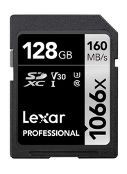 Lexar 128GB Professional 1066x UHS-I SDXC Memory Card, 160MB/s, LSD1066128G-BNNNU, Black/Silver