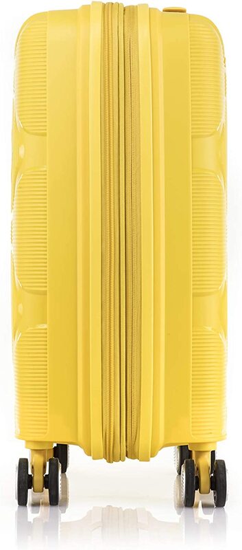 American Tourister Instagon 4-Wheel Hard Case Trolley Spinner Luggage Bag with TSA Lock, 55cm, Lemon Chrome Yellow