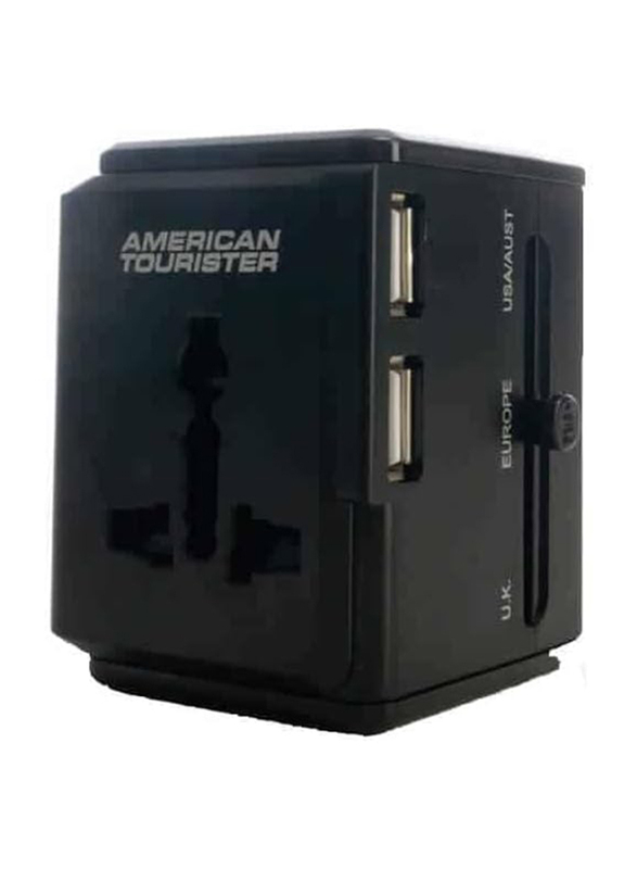 American Tourister Universal Wall Adapter with 3-Usb Ports, Z19-09 068, Black