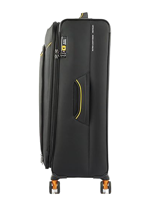 American Tourister Lapplite 4 Eco Lightweight Trolley with Expandable TSA, 82cm, Black/Mustard