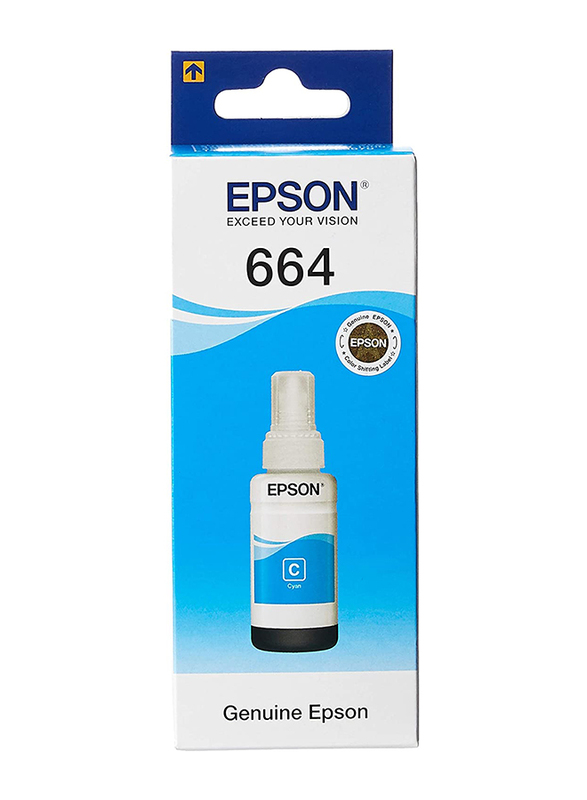 Epson T664 EcoTank Cyan Ink Bottle, 70ml