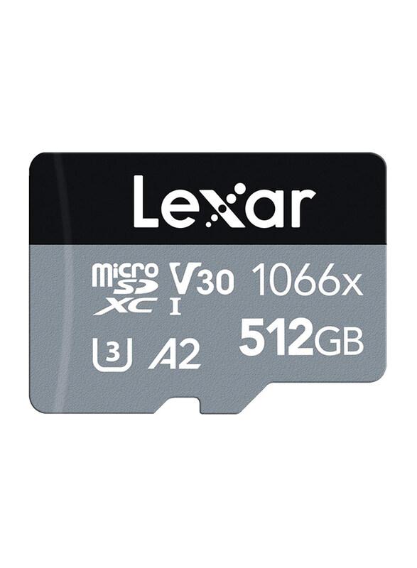 Lexar 512GB Professional 1066x UHS-I MicroSDXC Memory Card with SD Adapter, 160MB/s, LMS1066512G-BNANU, Black/Grey