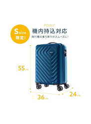 American Tourister Senna 4 Wheel Hard Trolley Spinner, 55cm, Blue