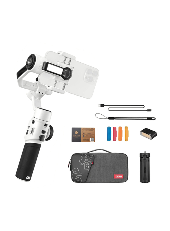 Zhiyun Smooth 5S Combo 3-Axis Handheld Gimbal Stabilizer for Smartphone, White/Black